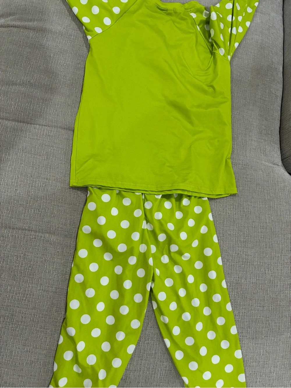 Kids Lime Green Polka Dot Pajama Set - Brand Unspecified